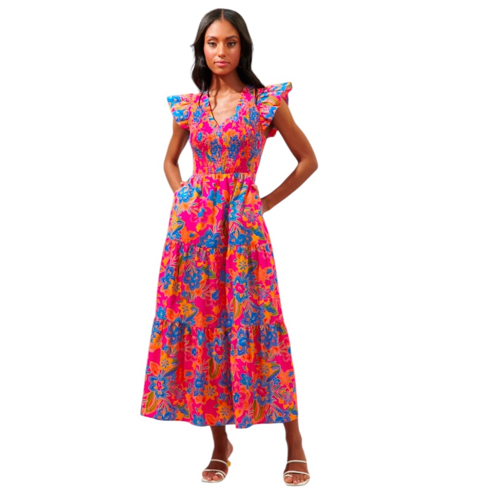 Sugarlips Vibrant Floral Maxi Dress New Without TAGS XXL PINK